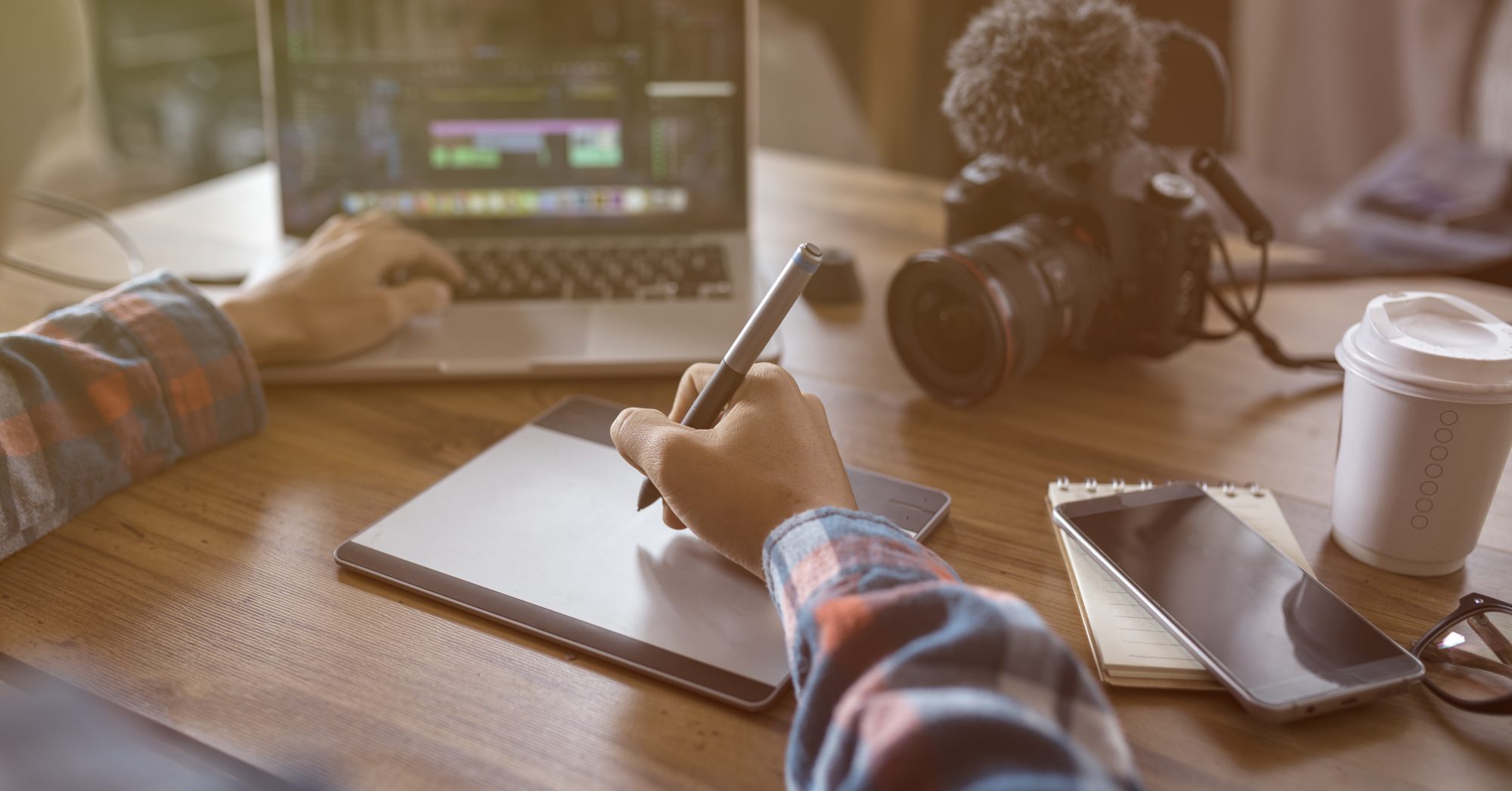 3 Content Lessons That Make for Great Video Editing – video editor, pen, tablet, DSLR, planning